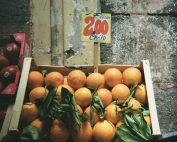 Oranges in a market in europe